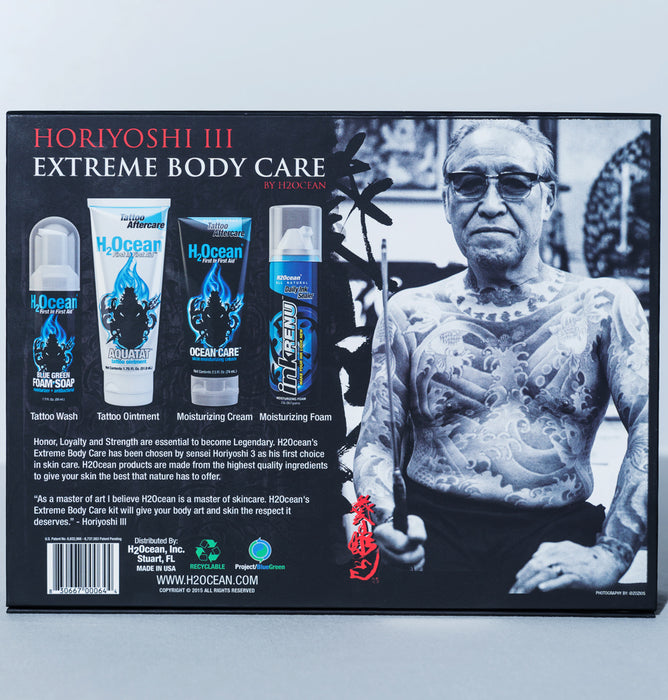 Horiyoshi Tattoo Kit – 2 Pack – 1.7oz Blue Green Foam Soap & 2.5oz Ocean Care Cream