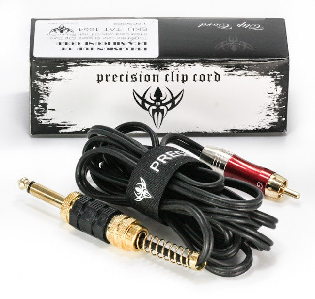 Precision Premium Pro Design Tattoo RCA Cable With Red Phono Plug - PrimalAttitude.com - 2